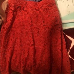 Red, flower knitted skirt